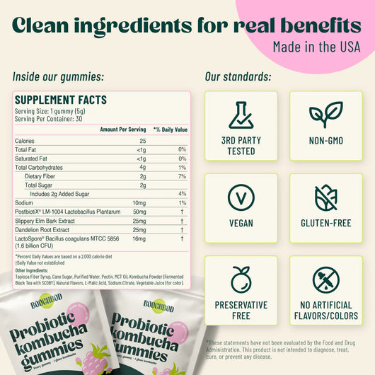 BoochBod Probiotic Kombucha Gummies (Berry Bliss)