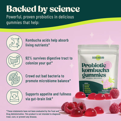 BoochBod Probiotic Kombucha Gummies (Berry Bliss)